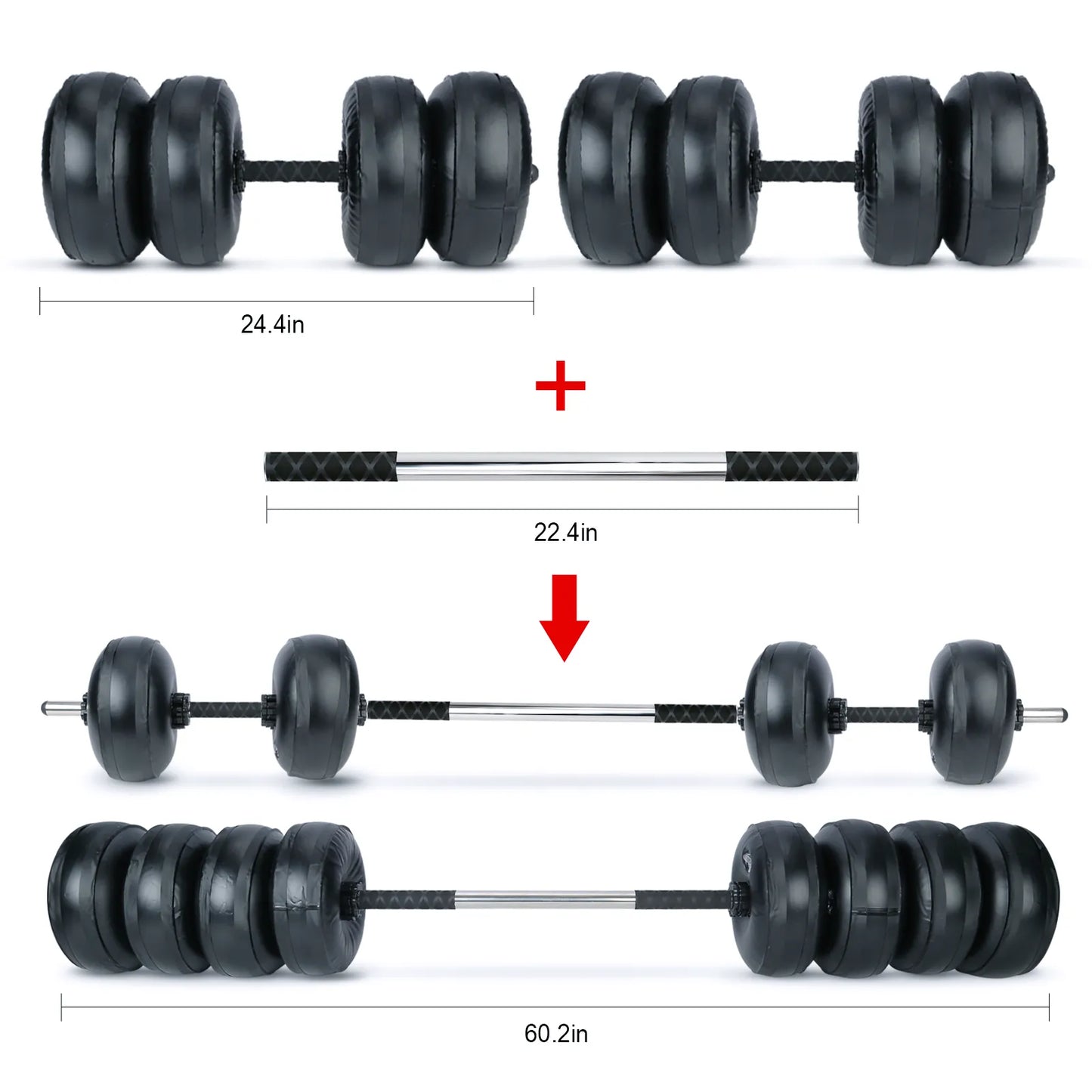 Su Dolu 8-35KG/15-70LBS Dambell/Halter Seti